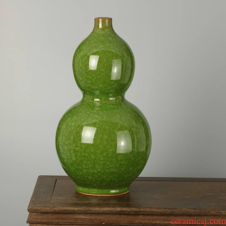 Archaize crack of jingdezhen ceramics glaze green, open ball vase decoration modern Chinese style household furnishing articles