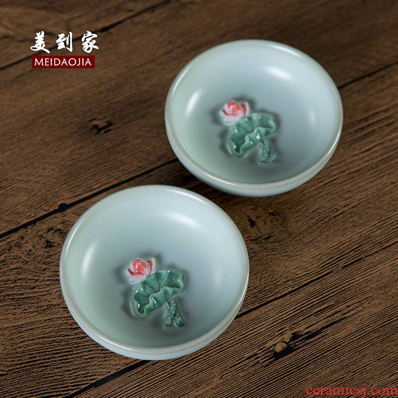 Your up ceramic kung fu tea cups round pearl lotus cup checking porcelain sample tea cup ice crack glaze can keep open beautiful home