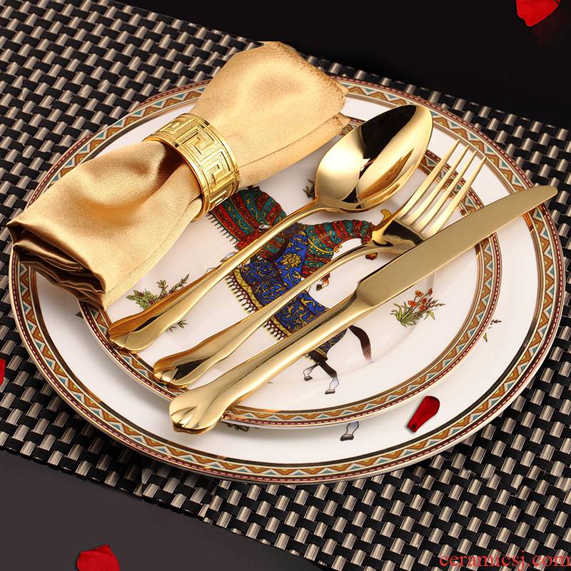 Double horse ipads China dinner plate steak knife and fork suit small household ceramics European key-2 luxury household villa home plate
