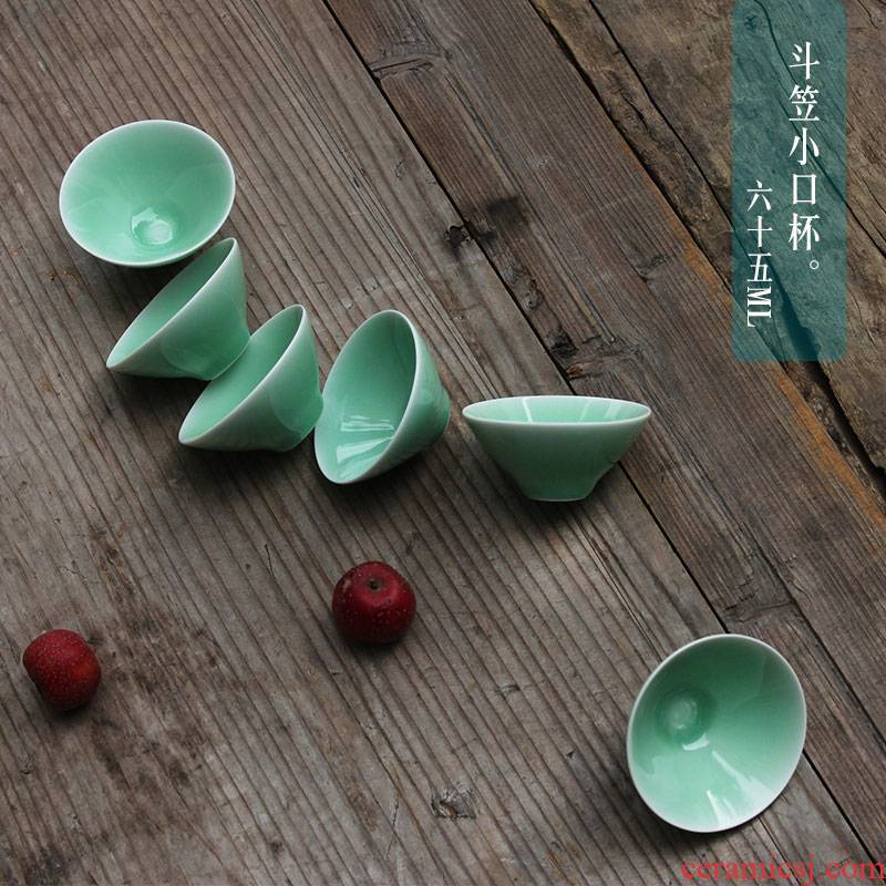 Oujiang longquan celadon hat little koubei Chinese glass tea set kunfu tea cups vintage hat to glass
