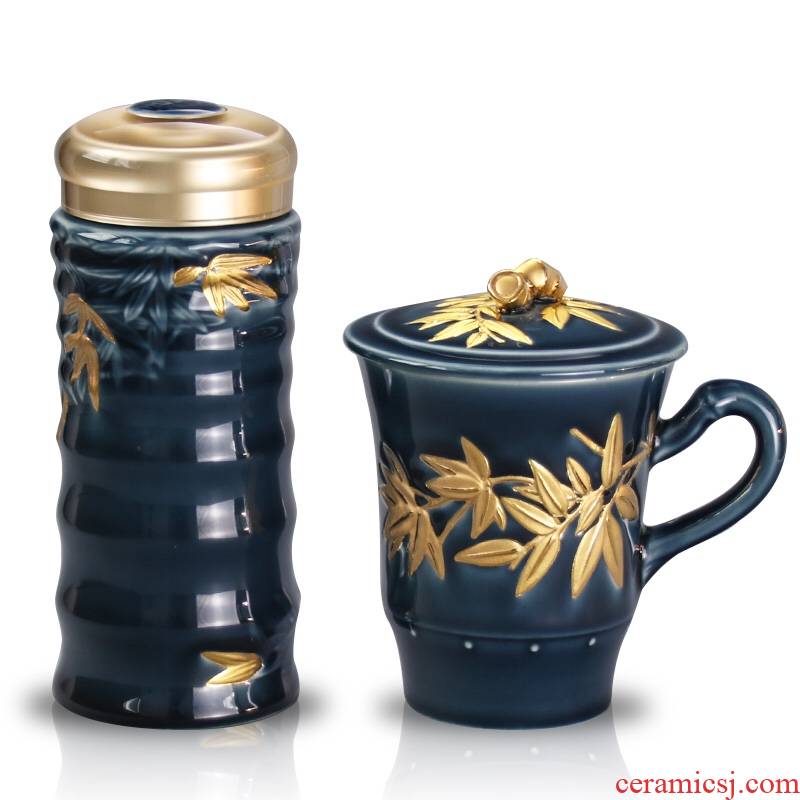 Do Tang Xuan ceramic cup suit large bamboo gold box with a cup of high creative business gifts is it