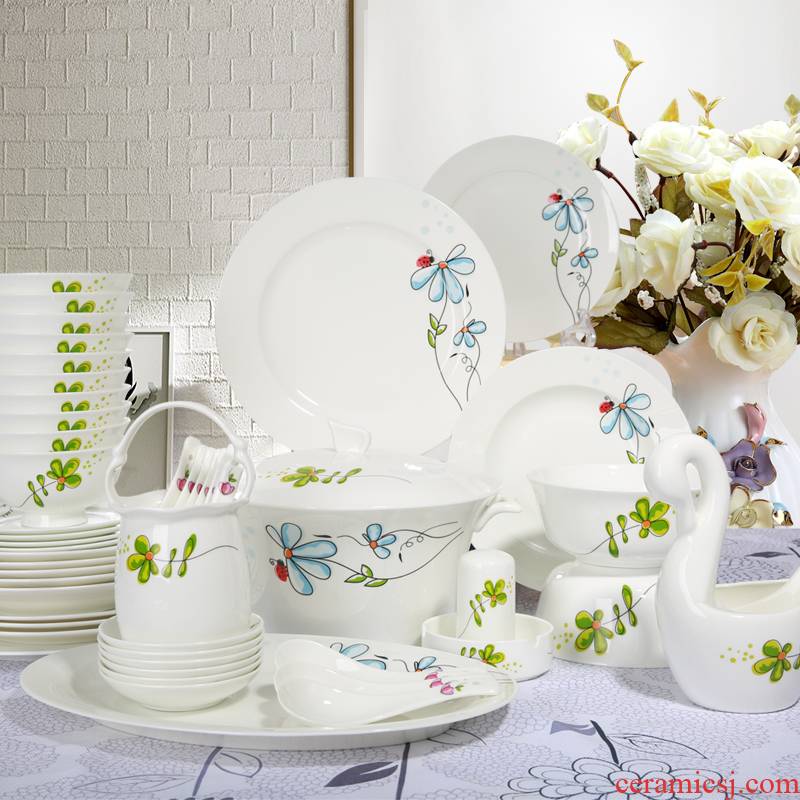 Creative the original design ipads porcelain tableware dishes sets jingdezhen ceramic household porcelain dish spoon to talk on the wedding gift