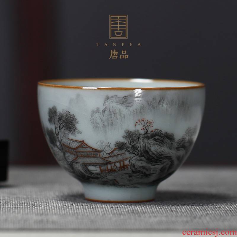 Jingdezhen your up sample tea cup hand - made color ink landscape ceramic cups cup personal Lord azure kung fu single CPU