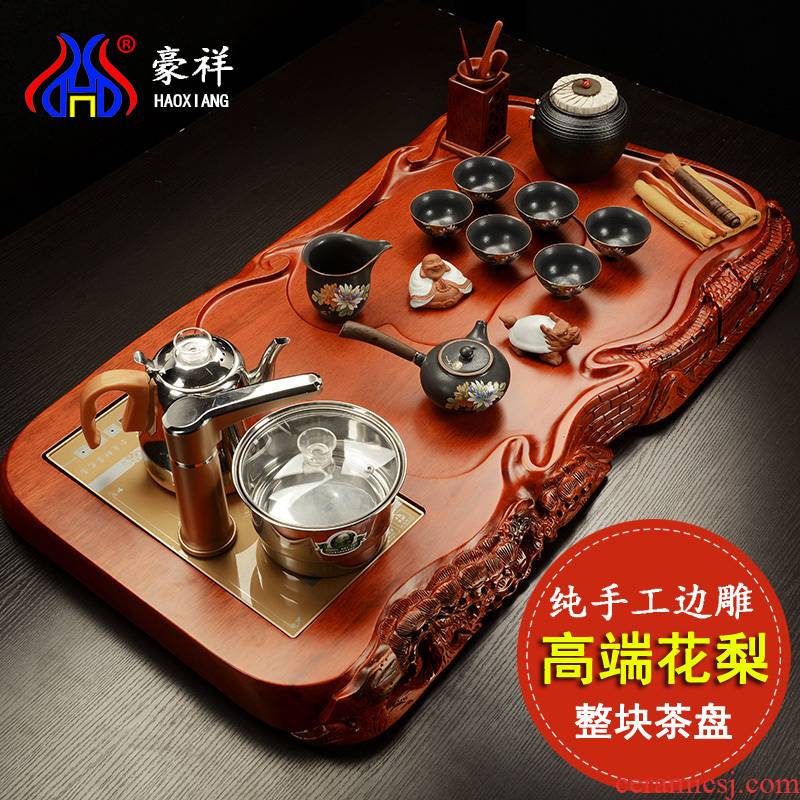 Howe auspicious block spend pear wood tea tray is violet arenaceous elder brother up kung fu tea set four unity induction cooker tea tea