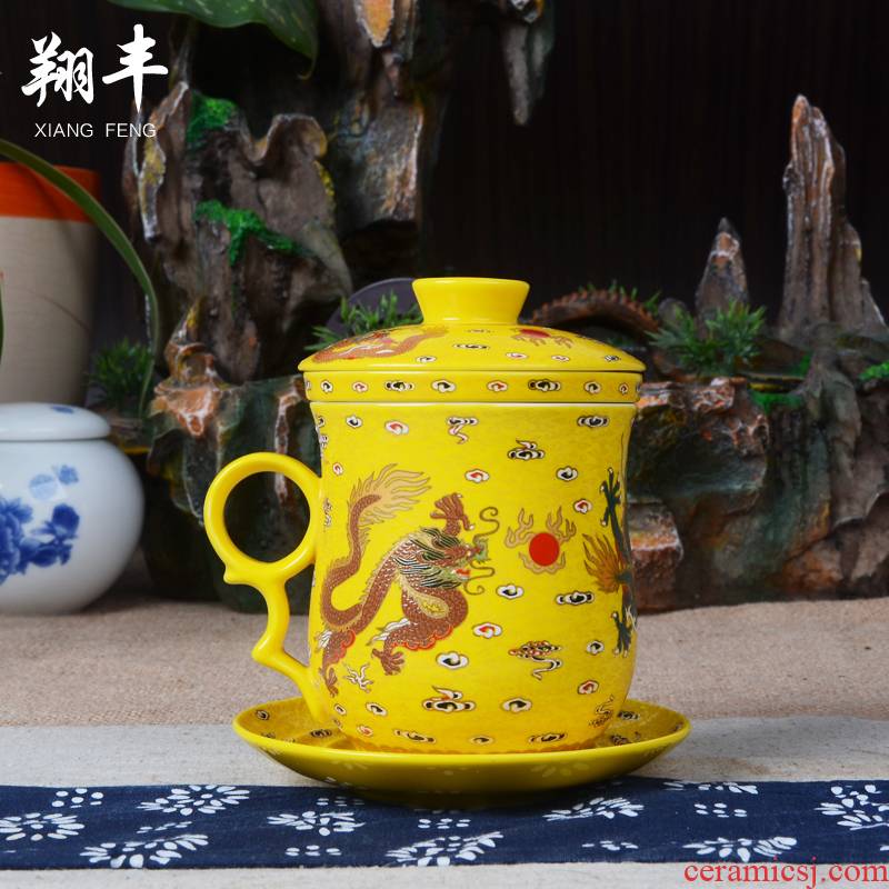 Xiang feng package mail office ceramic cups with cover filter tea cup leakproof men 's and women' s creative ipads China cups