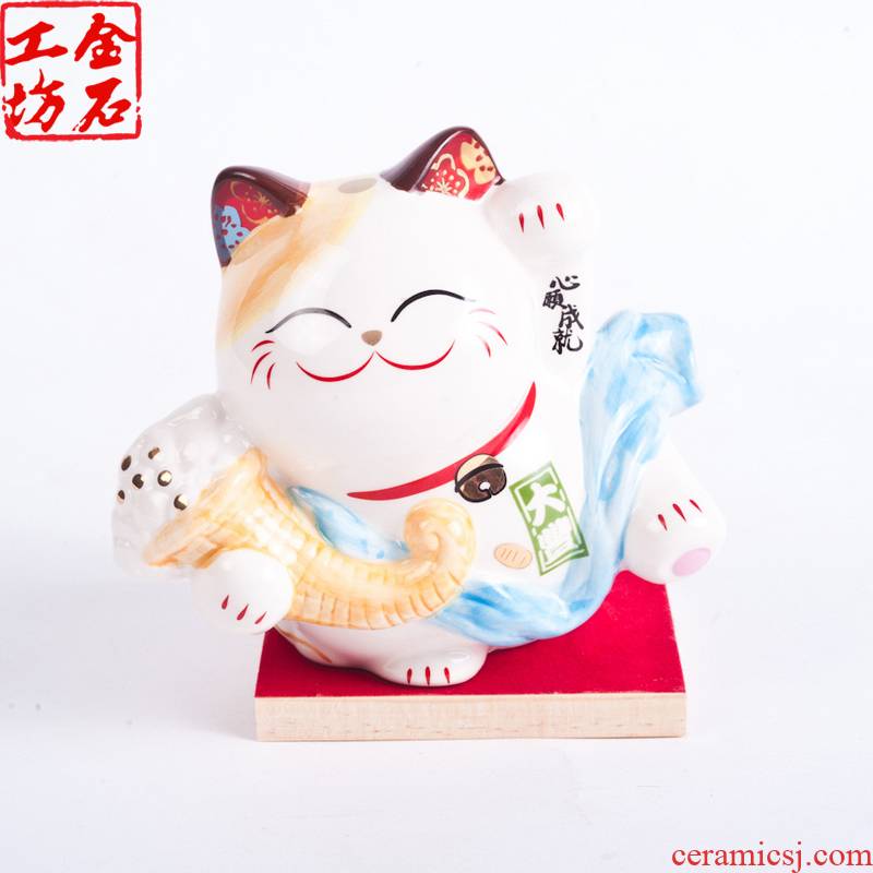 Stone workshop in plutus cat furnishing articles small angel rich ceramic Japan saving money piggy bank creative gifts