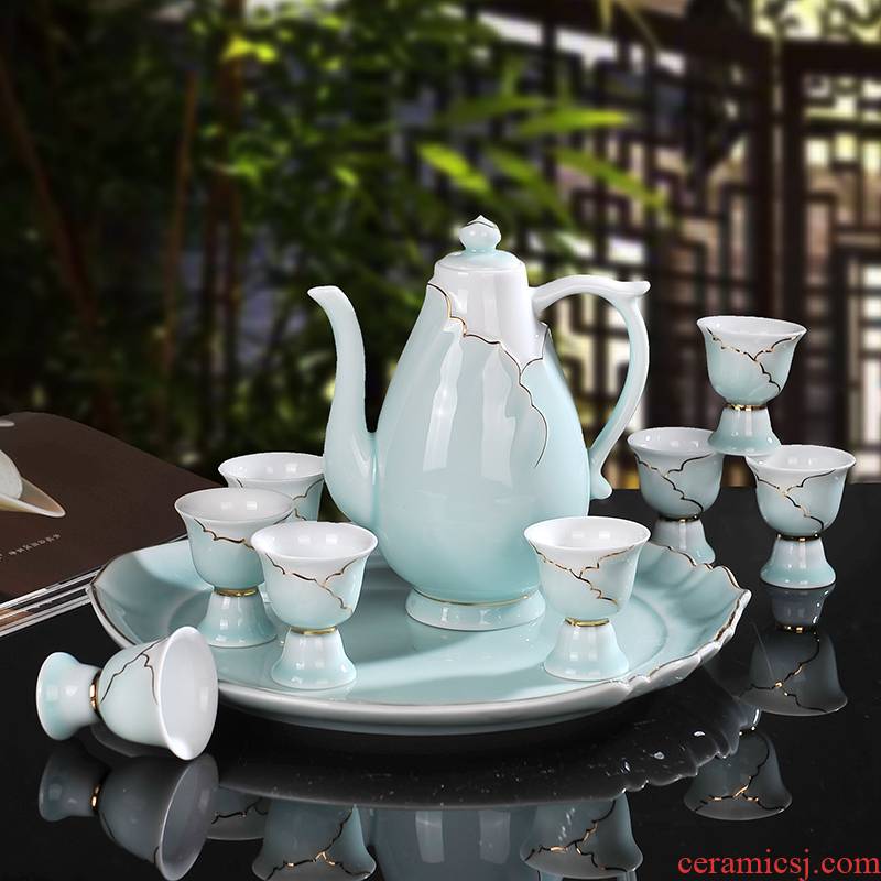 Jingdezhen ceramic wine liquor liquor'm glass sets of assembly tray was making checking painting see colour gift box packaging