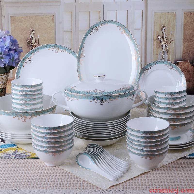 CK12135 European dishes suit tangshan 62 head tableware suit dishes household ipads China Chinese dish bowl