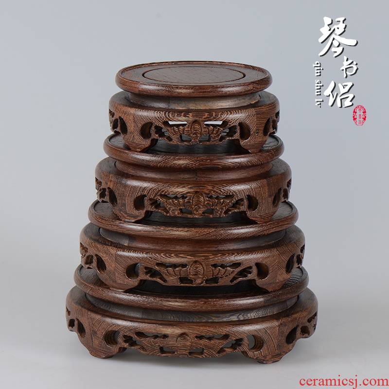 Chicken wings wood bats circular base solid wood furnishing articles base wooden shelf, vase, the teapot bonsai base