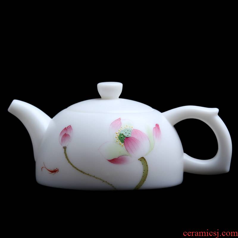 Mingyuan FengTang manually signed version of dehua white porcelain ceramic teapot kung fu tea set full manual white single pot full hand by hand