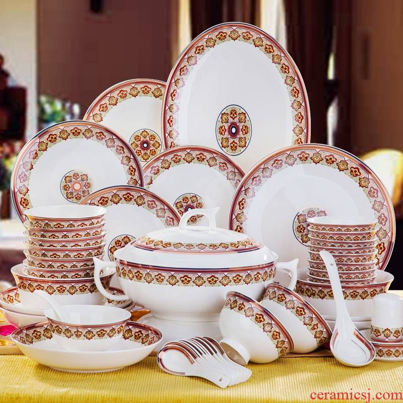 Dishes with jingdezhen ceramic tableware Dishes chopsticks Chinese ceramics contracted to use housewarming gift set