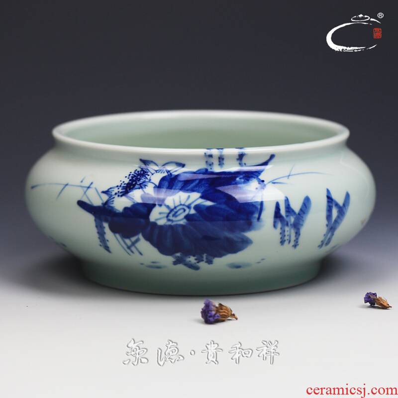 Beijing DE and auspicious jingdezhen ceramics by hand wash to kung fu tea tea accessories blue large tea