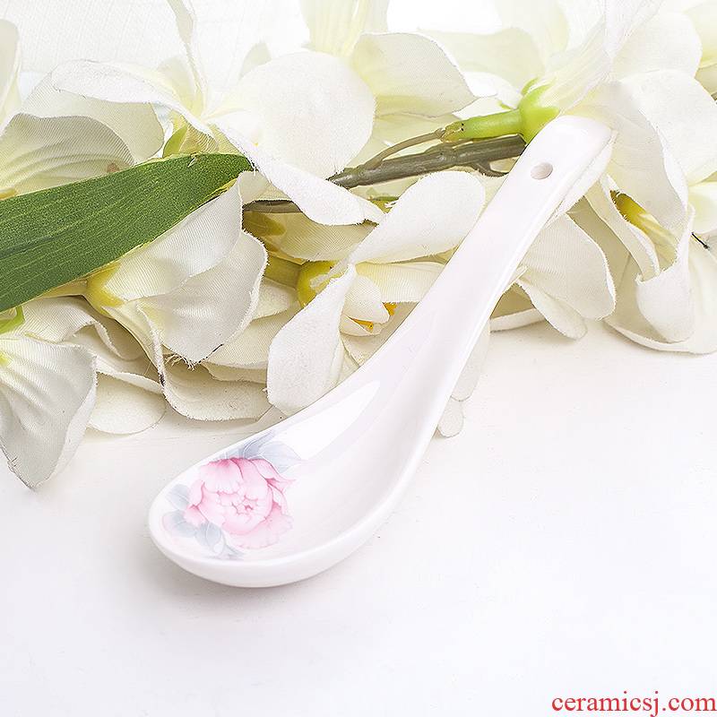 Yao hua small spoon, spoon, ceramic spoon ipads porcelain Korean drop flowers gold sun island can match with the model