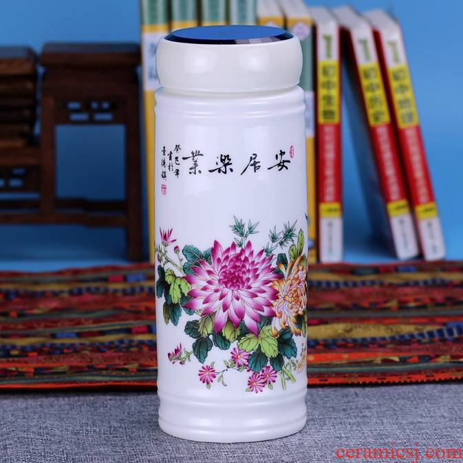 Jingdezhen double full ceramic art gifts cups with cover cup ms office with a cup of male health cup
