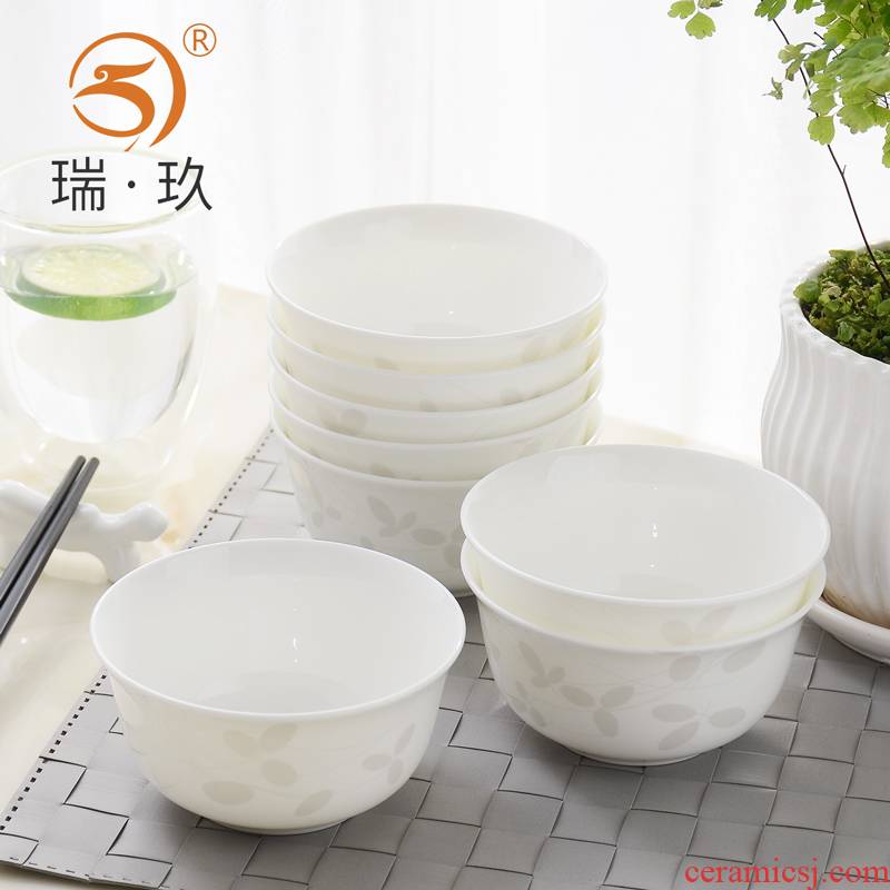 10 a to tangshan ceramic bowl ipads porcelain household of Chinese style 4.5 inch eat rice bowl of rice bowl bowl set combination