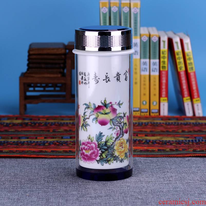 500 ml of jingdezhen ceramic vacuum cup men 's and women' s health will "bringing a large crystal cup double bladder