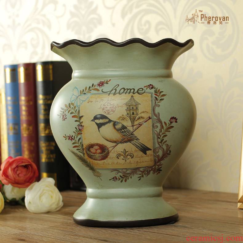 Only beautiful American country Lin silk painting of flowers and ceramic insert big vase furnishing articles Howard home sitting room home decoration
