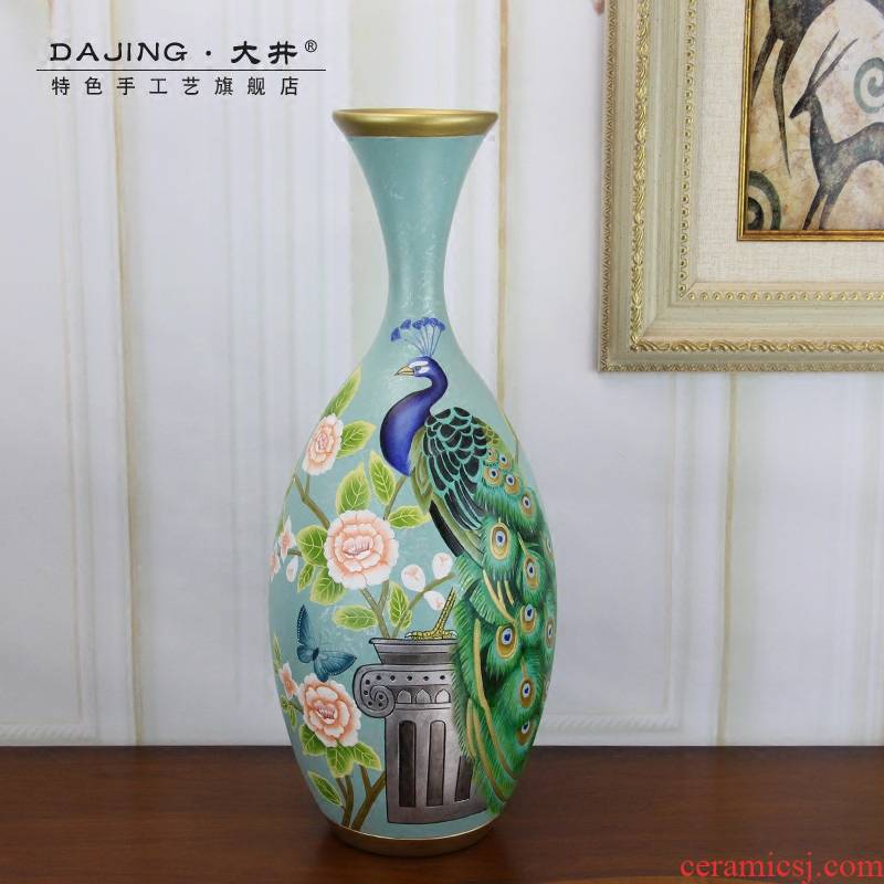 The Big well ceramic large peacock American ornament sitting room porch TV ark, furnishing articles furnishing articles hand - made ceramic decoration