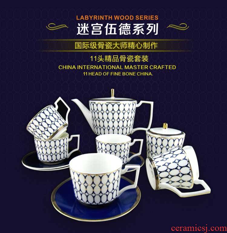 Blue elegant British Europe and the United States midrange ipads China coffee set soft adornment household flower cup match between example