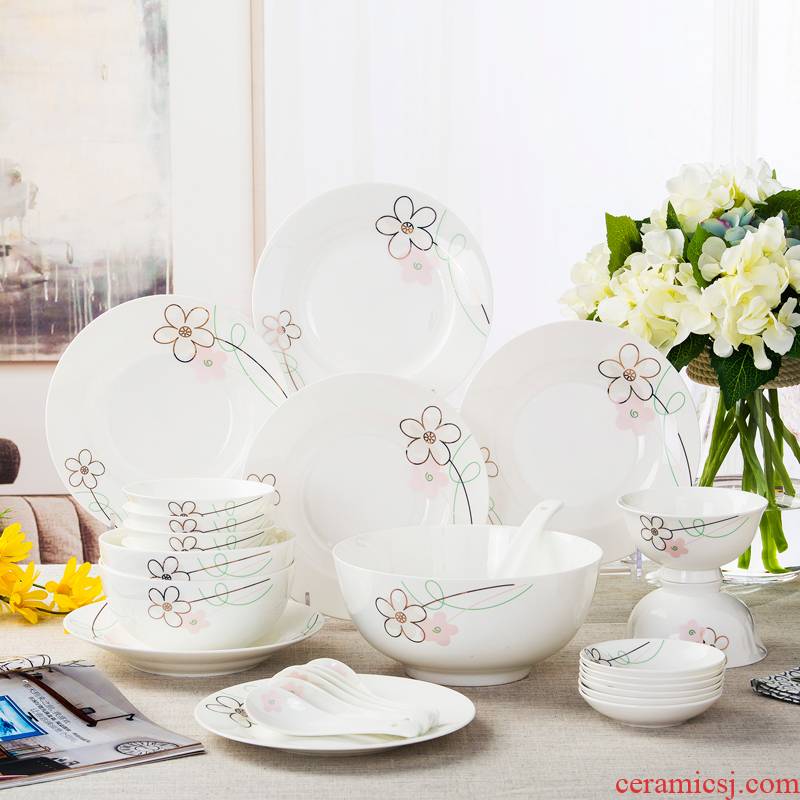 Tableware suit household bowl dish of jingdezhen rule summer kitchen with beautiful ipads China Chinese custom microwave oven