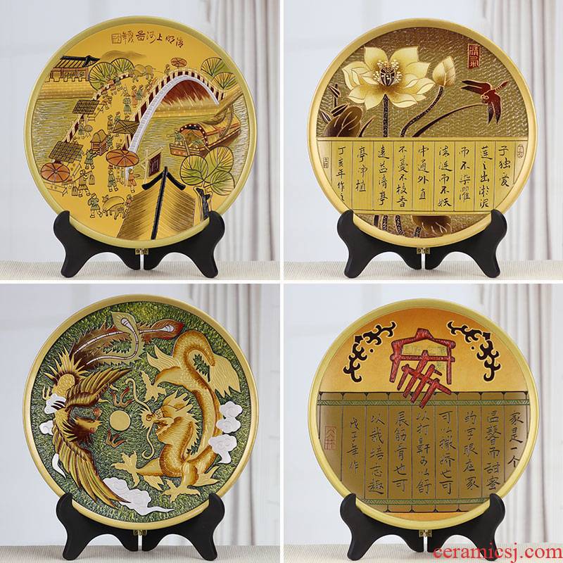 Great Chinese style household decorative plate ceramic plate sitting room rich ancient frame antique decoration is version into place