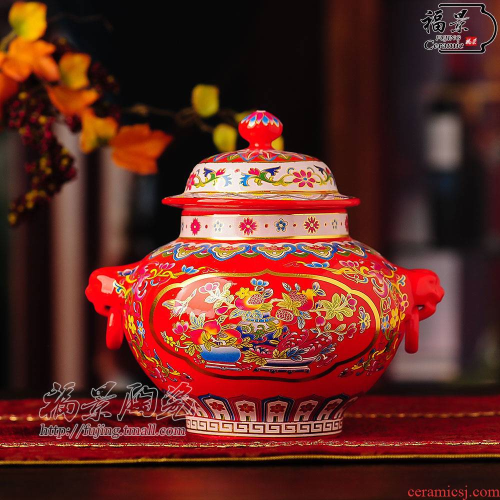 Fu jing household storage tank sitting room Chinese ceramic decoration bedroom TV ark, elegance decoration