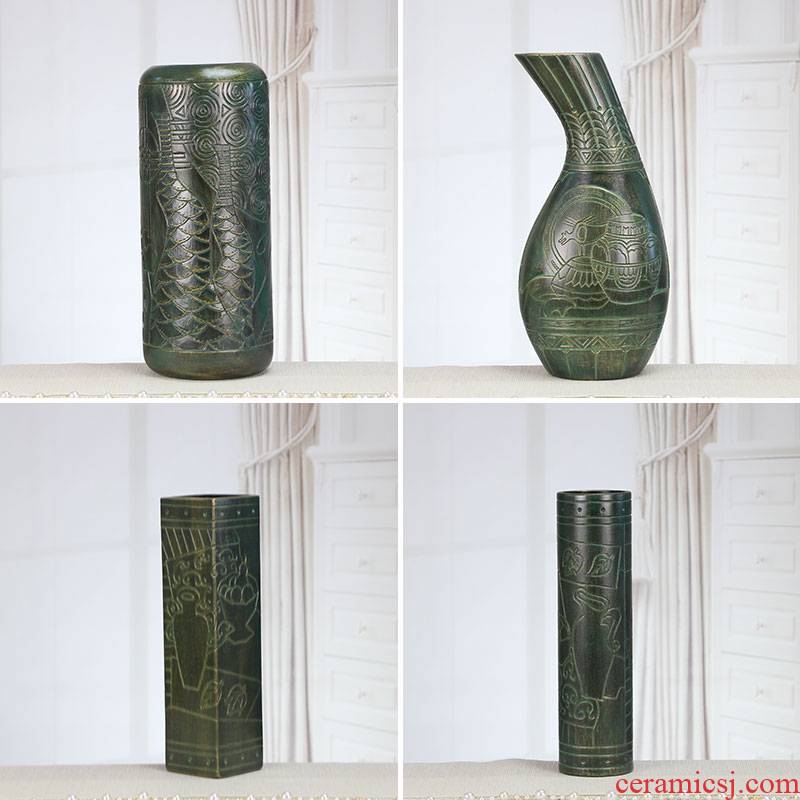 Imitation bronze furnishing articles of Chinese style household adornment ceramics handicraft sitting room whatnot rich ancient frame study ornament