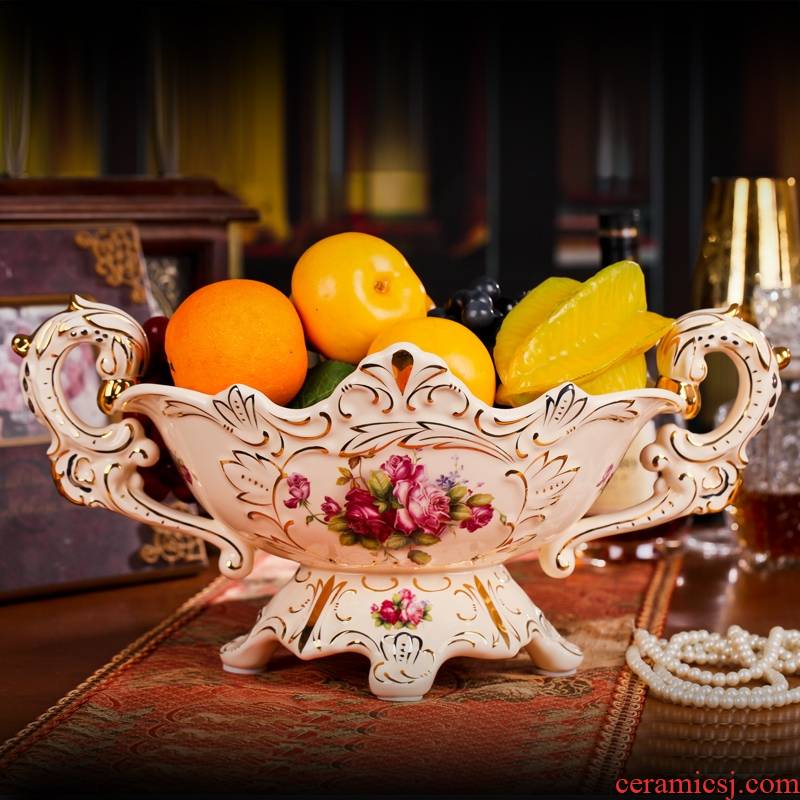 Ou compote ceramic fruit bowl retro household adornment furnishing articles creative living room package mail tea table