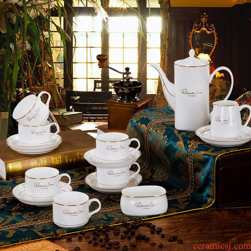Jingdezhen European household contracted creative ceramic coffee set 15 head suit English ipads China cups and saucers flower tea cups