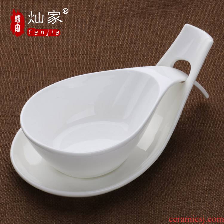 The downtown home European bent spoon ceramic dishes cold dishes hot bowl of creative move is pure white tableware