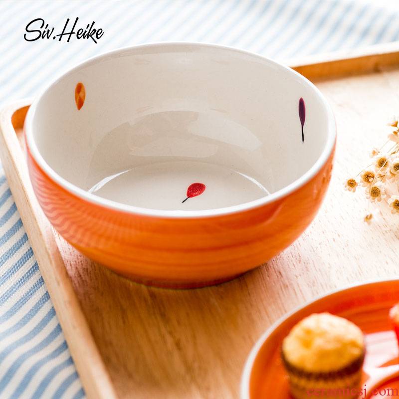 Nordic ins hand color Japanese European household ceramic bowl west tableware dessert salad bowl rainbow such as bowl soup bowl
