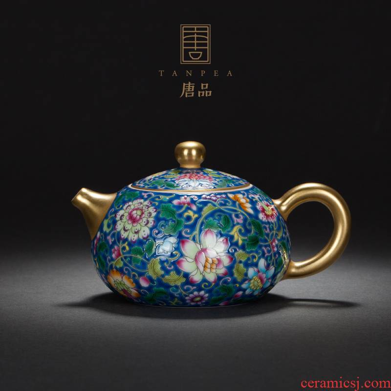 Jingdezhen ceramic send country gift all hand made bound lotus flower grain see colour pastel colored enamel xi shi pot little teapot