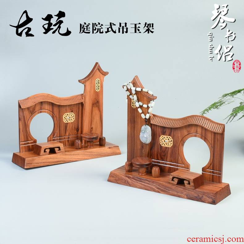 Wood carving handicraft substitutes rosewood quality hang jewelry jade frame crane, jade jade base solid Wood