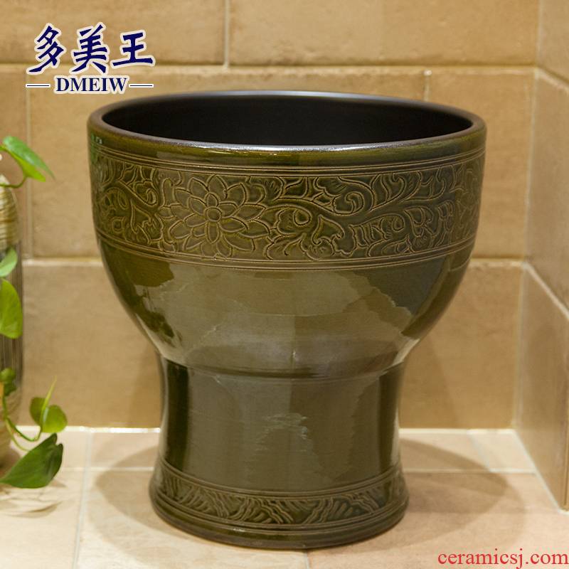 Ceramic art basin mop mop pool ChiFangYuan one - piece mop pool diameter 40 cm black lotus
