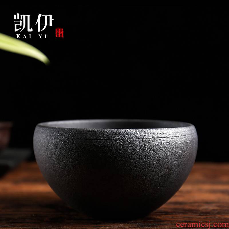 Kate coarse pottery tea large kung fu tea tea accessories ceramic water to wash dishes simple black pottery bowl with restoring ancient ways