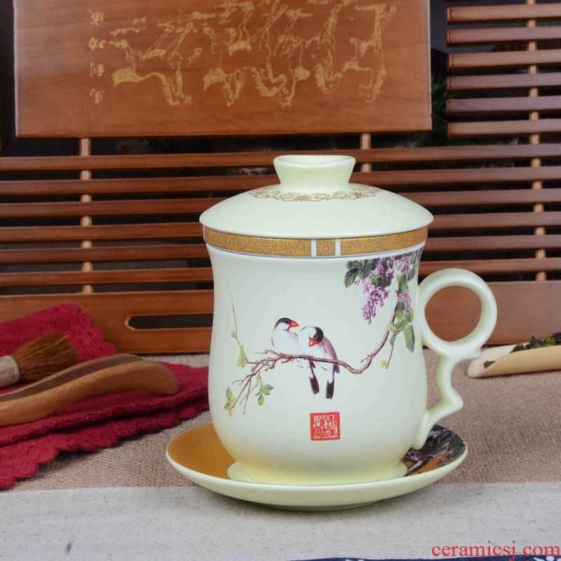 Xiang feng ceramic tea set tea cups boss office cup personal cup four - piece jade cup down the house