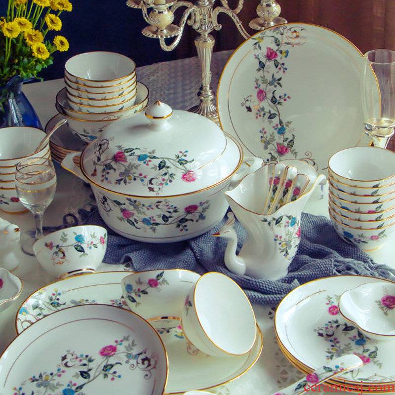 Jingdezhen 60 European head ipads porcelain tableware suit dishes household of Chinese style dishes suit ceramics composite plate