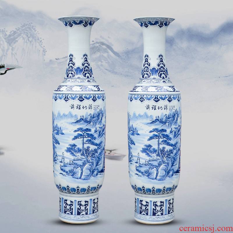 Jingdezhen ceramics hand large blue and white porcelain vase future living room decoration to the hotel lobby furnishing articles