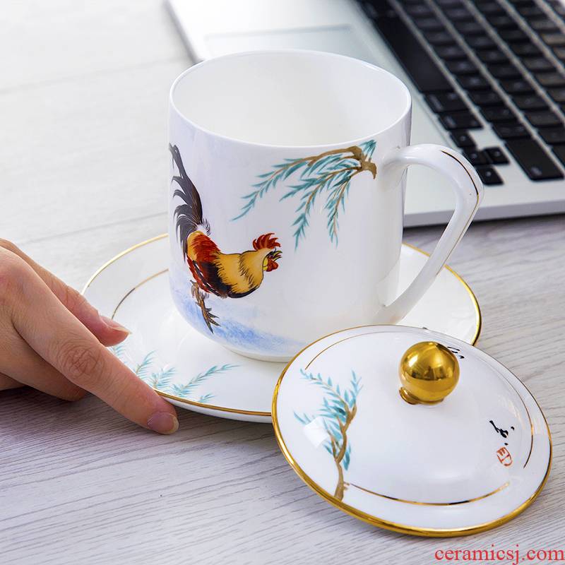 Jingdezhen creative new teacups hand - made paint time porcelain cup with cover ceramic tea set tea cups