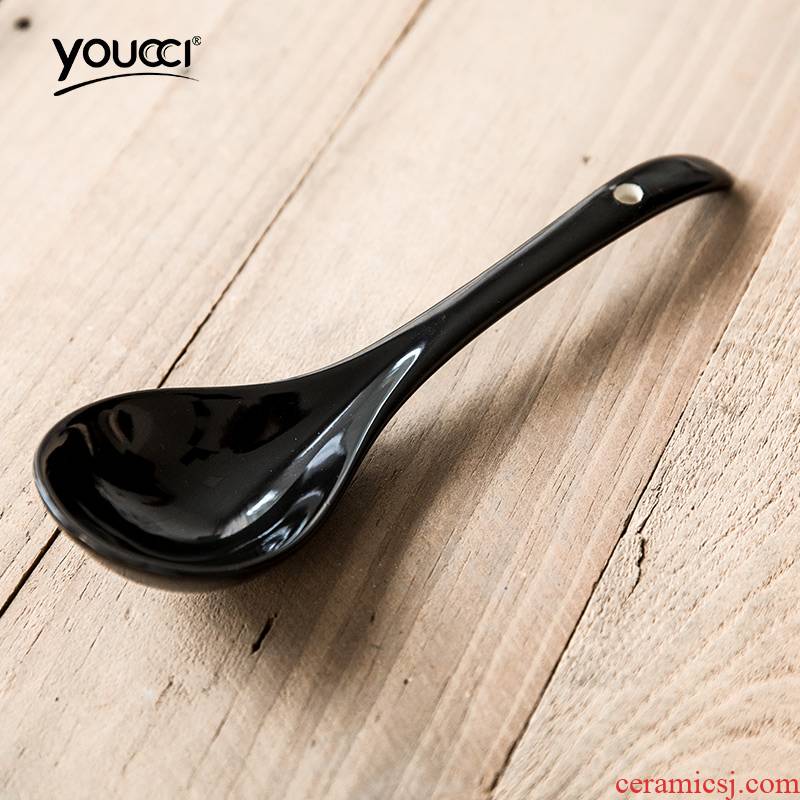 Youcci porcelain ceramic household leisurely big spoon ladles hotpot run Chinese tableware porridge spoon ladle big spoon