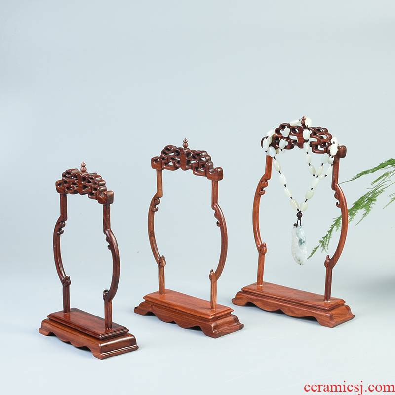 Pianology picking solid wood crafts show red sandalwood vase crane, solid wood antique jade jade frame base