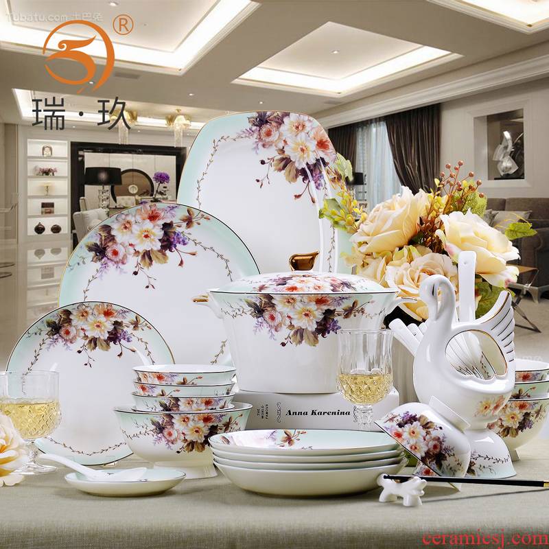 Tangshan ceramic dishes suit household of Chinese style of eating food creative 60 skull of a complete set of porcelain tableware suit dishes