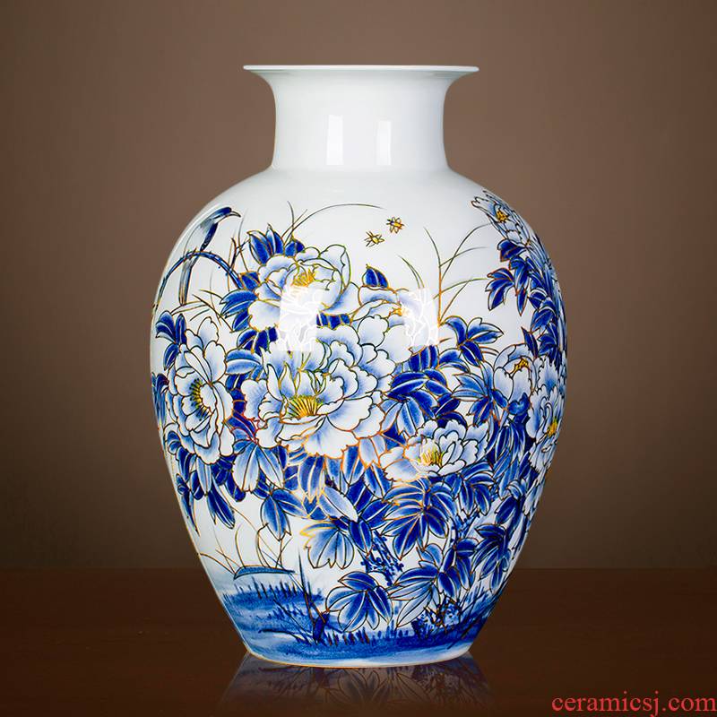 Jingdezhen ceramics hand - made paint peony vases, flower arranging new Chinese style home sitting room adornment porch place