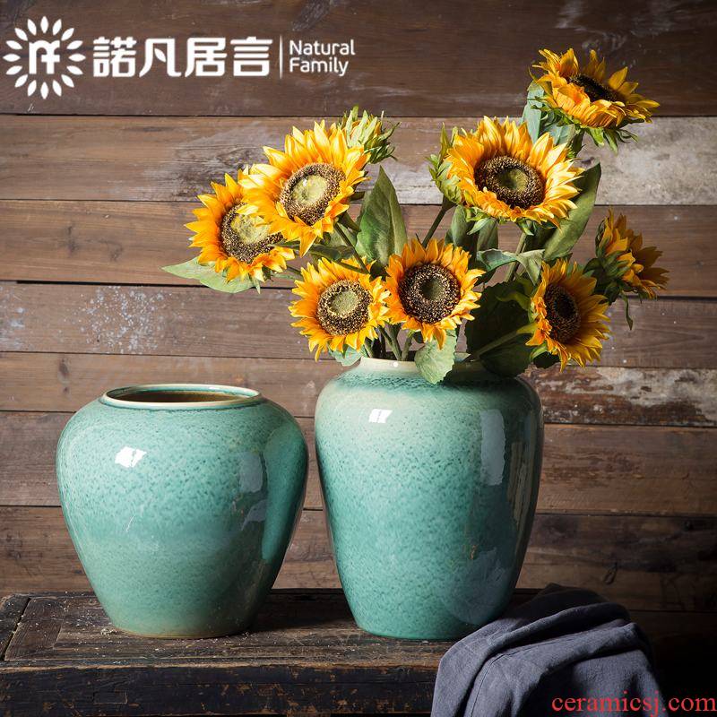 Jingdezhen ceramic vase mesa sitting room hotel villa decoration dry flower arranging flowers furnishing articles contracted and fashionable emerald green