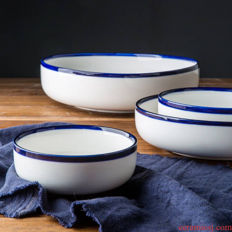 Porcelain soul European household ceramic bowl large soup bowl bowl fruit salad bowl contracted the creative nature of tableware