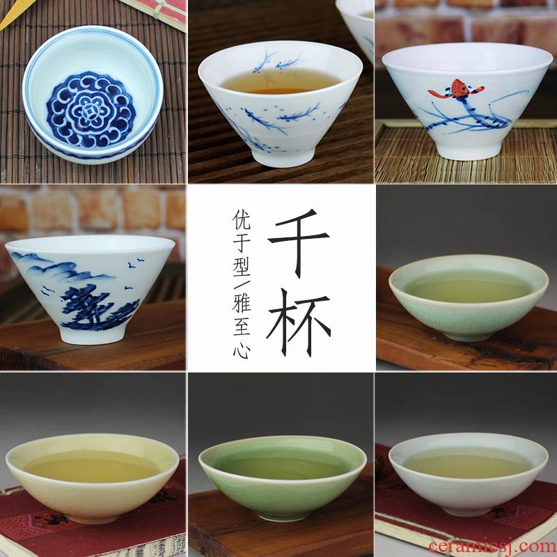 And auspicious, jingdezhen up ceramic sample tea cup kung fu tea cup all hand master cup single cup chicken cylinder cup