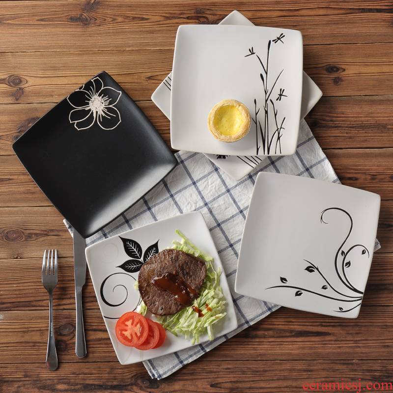 Creative hand - made ceramic tableware steak dinner plate plate plate contracted household move Japanese food dish breakfast tray