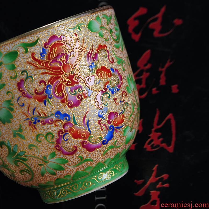 Jingdezhen wire inlay ceramic kung fu masters cup tea set large sample tea cup single CPU hand - made dragon individual cup