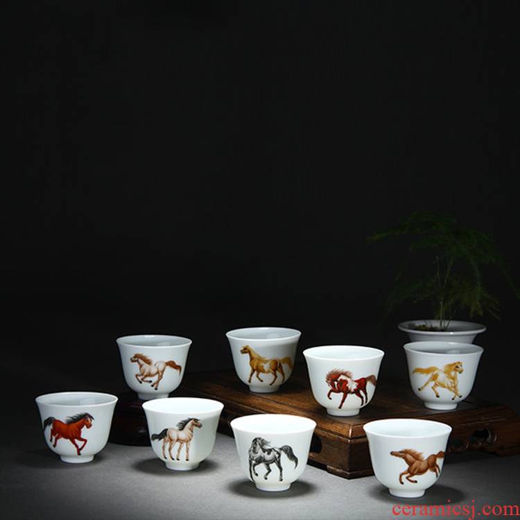 Treasure porcelain eight Lin jun flora cup tea set of jingdezhen high - grade hand - made ceramic kung fu masters cup tea cups