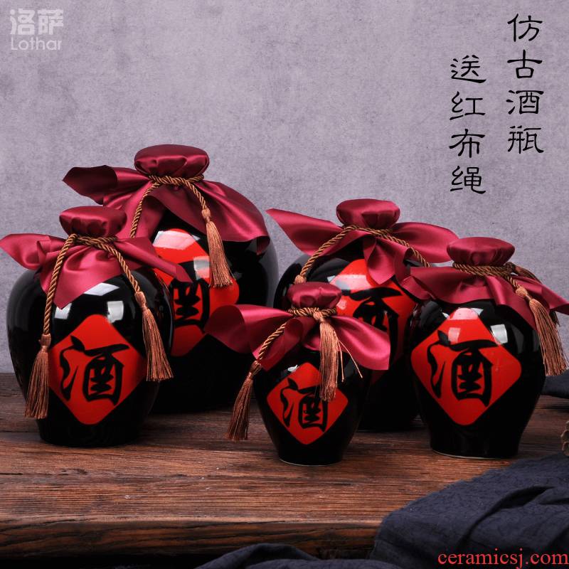 Jingdezhen ceramic wine bottle 1 catty 2 jins of 3 kg 5 jins of 10 jins flagon sealed flask can "bringing wine gift box